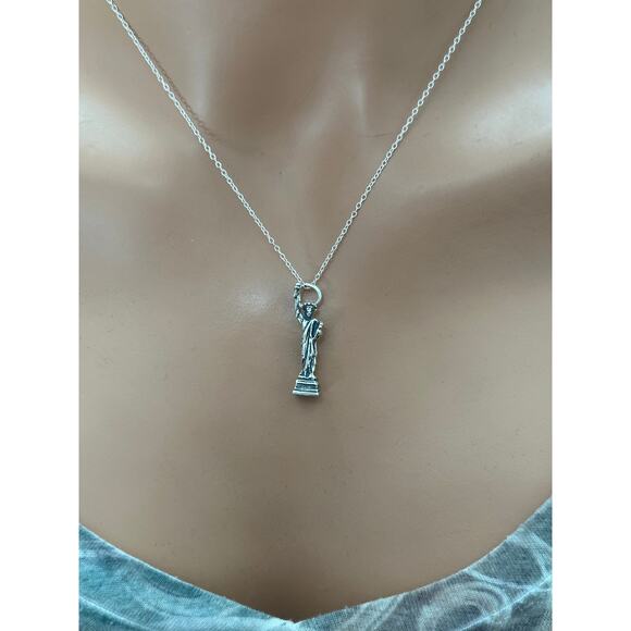 Sterling Silver Statue of Liberty Necklace, Silver Lady Liberty Necklace - Picture 1 of 5